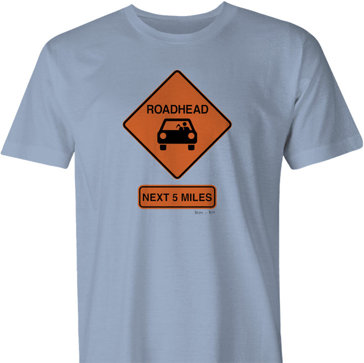 funny road head warning sign men's light blue t-shirt 
