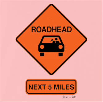funny road head warning sign pink t-shirt 