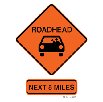 funny road head warning sign white t-shirt 
