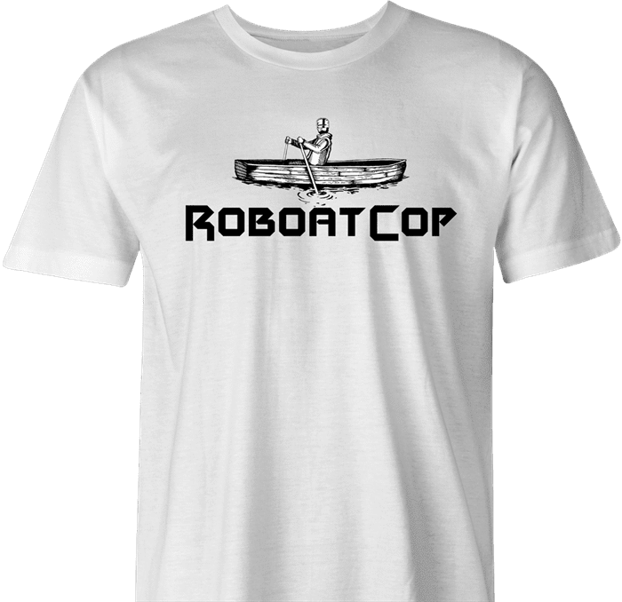 Funny Robocop Rowboat Mashup Golf men's t-shirt white 