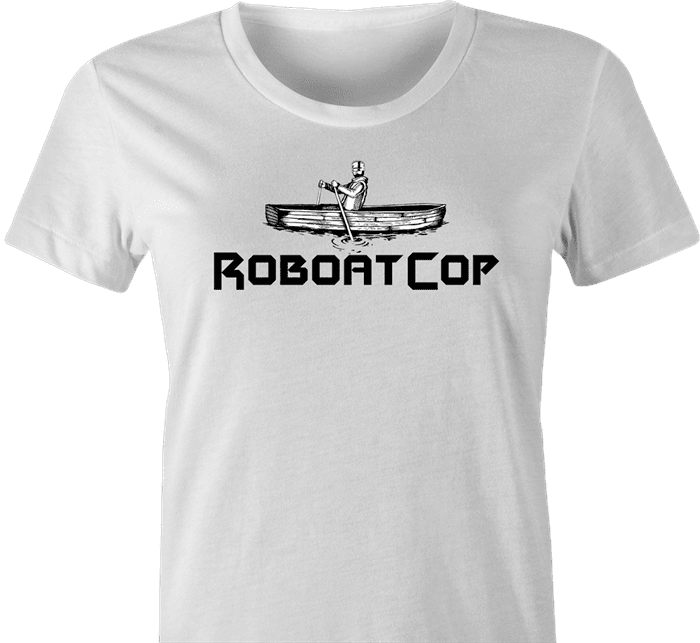 Funny Robocop Rowboat Mashup Golf women's t-shirt white 