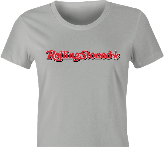 Funny Rolling Stoned Smoking Weed Parody T-Shirt Women's Ash Grey