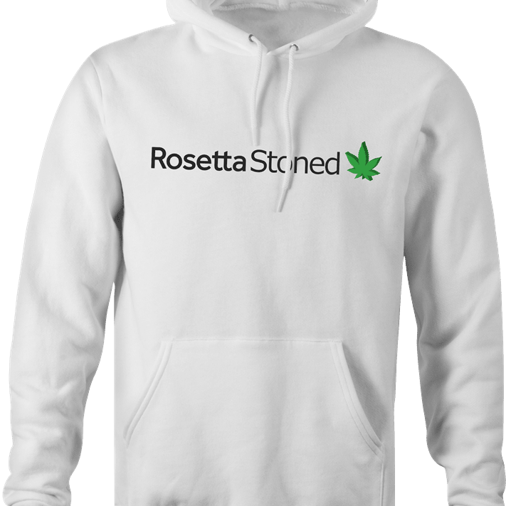 Funny Rosetta Stoned Smoking Weed Parody White Hoodie