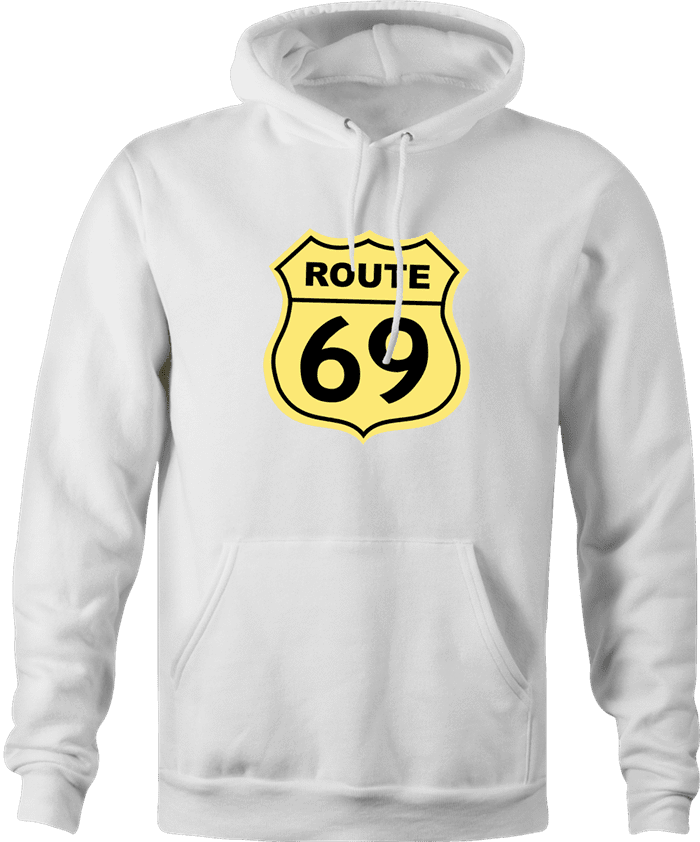 funny route 66 t-shirt white men's hoodie