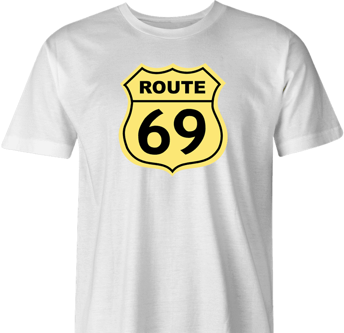 funny route 66 t-shirt white men's 
