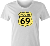funny route 66 t-shirt white women's 