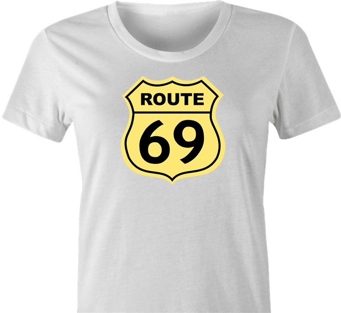 funny route 66 t-shirt white women's 