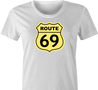 funny route 66 t-shirt white women's 