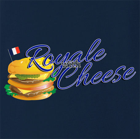 Royale With Cheese pulp fiction mcdonalds parody navy blue t-shirt 