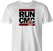 Funny Christian McCaffrey San Francisco 49ers - Run CMC | Run DMC Mashup Parody white men's t-shirt