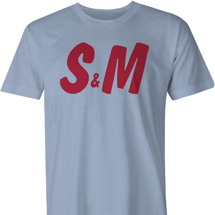 Funny S&M sexy H&M men's light blue t-shirt 