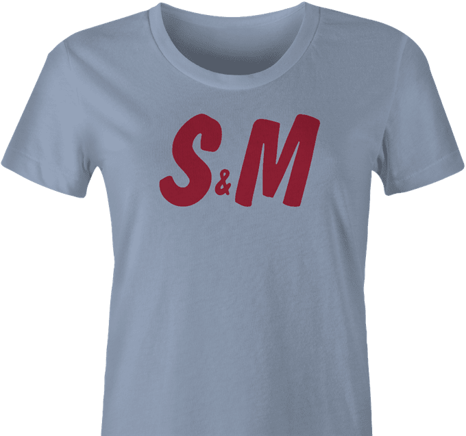 Funny S&M sexy H&M light blue women's t-shirt 