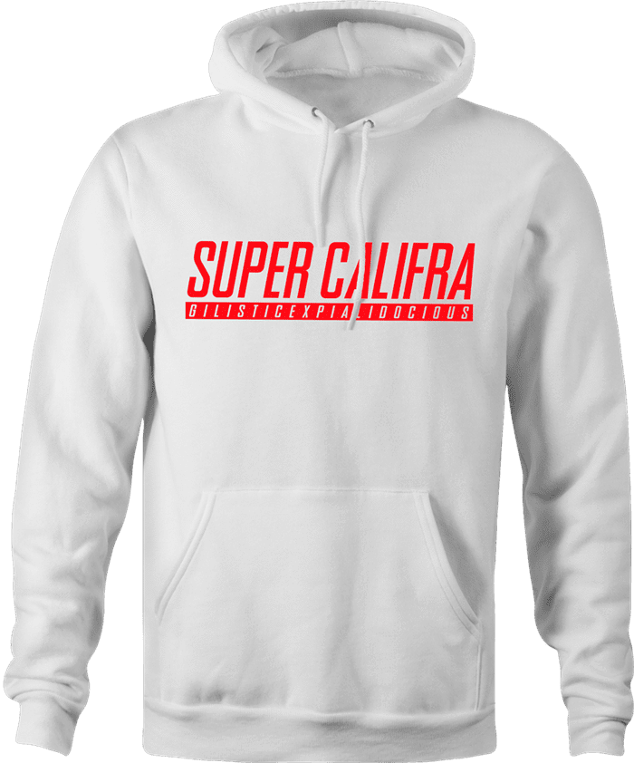 Funny Mary Poppins Supercalafragilisticespialadocious and Super Nitendo parody hoodie white 