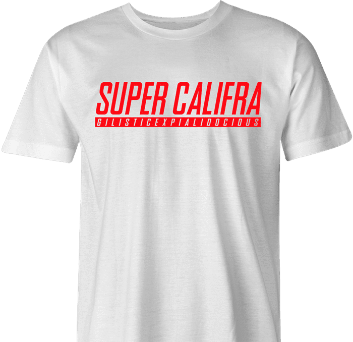 Funny Mary Poppins Supercalafragilisticespialadocious and Super Nitendo parody t-shirt white men's