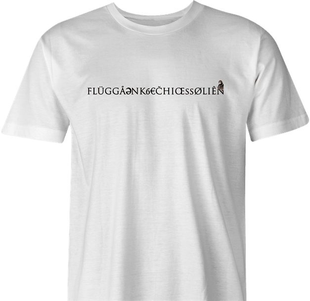 Funny Eurotrip Vandersexxx Safe Word | Fluggaenkoecchicebolsen | FLÜGGÅ?NK?€?HIŒßØL?ÊN Parody White Men's T-Shirt