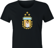 funny salt bae argentina soccer women's black t-shirt 