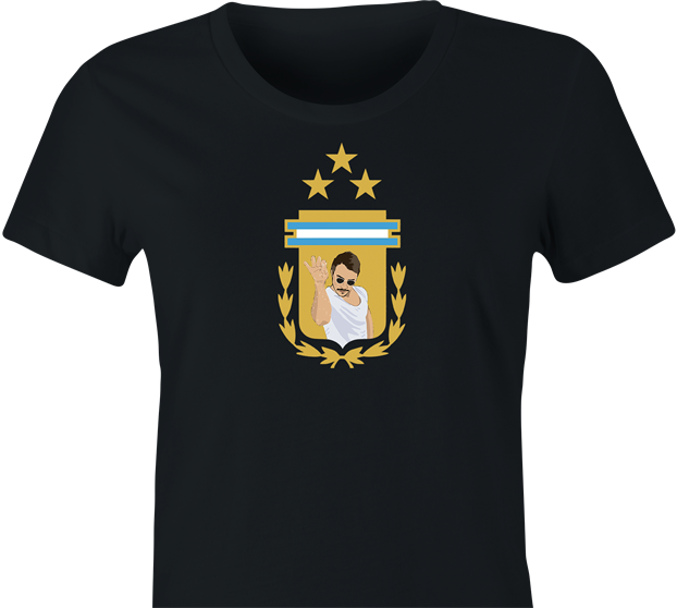 funny salt bae argentina soccer women's black t-shirt 