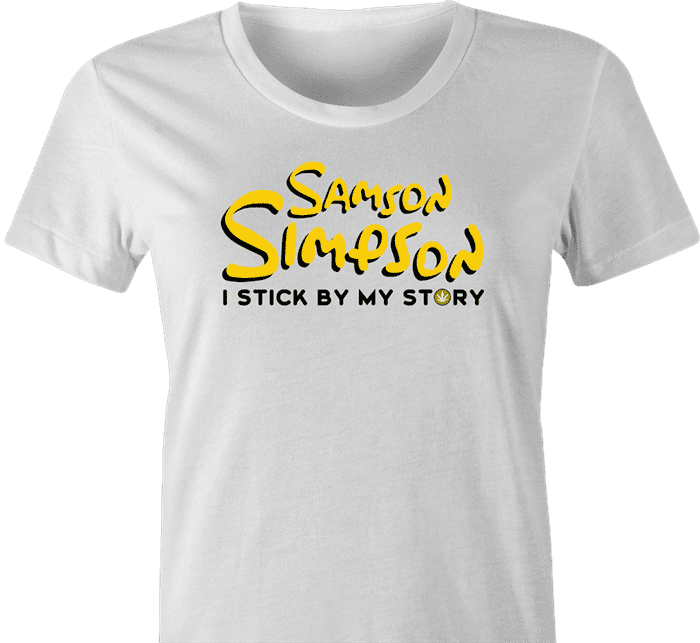 funny half baked Samson Simpson women's white t-shirt