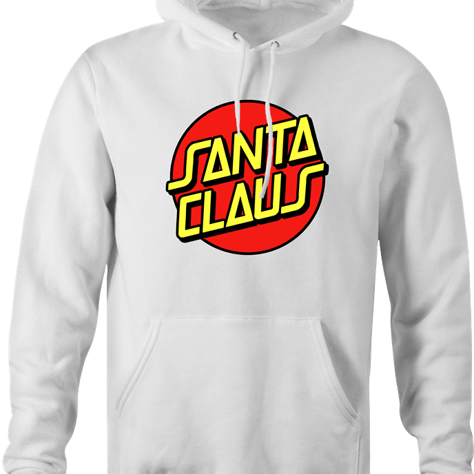 Funny Santa Claus Christmas Skateboarding Parody White Hoodie