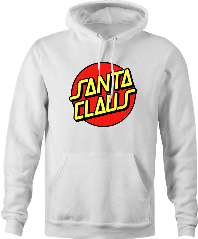 Funny Santa Claus Christmas Skateboarding Parody White Hoodie