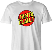 Funny Santa Claus Christmas Skateboarding Parody White Men's T-Shirt