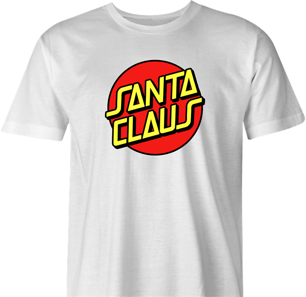 Funny Santa Claus Christmas Skateboarding Parody White Men's T-Shirt