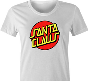 Funny Santa Claus Christmas Skateboarding Parody White Women's T-Shirt