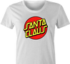 Funny Santa Claus Christmas Skateboarding Parody White Women's T-Shirt