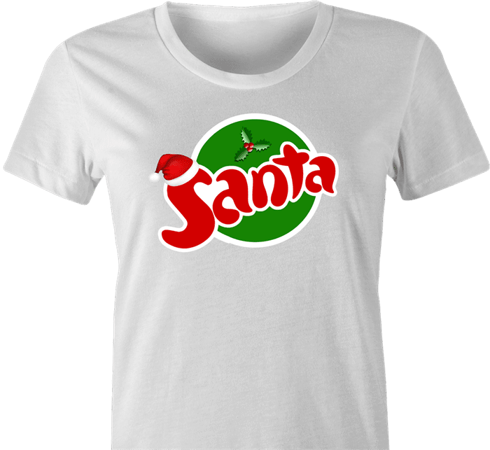 funny Santa Clause Christmas Fanta Soda Pop Soft Drink Parody parody women's t-shirt white 