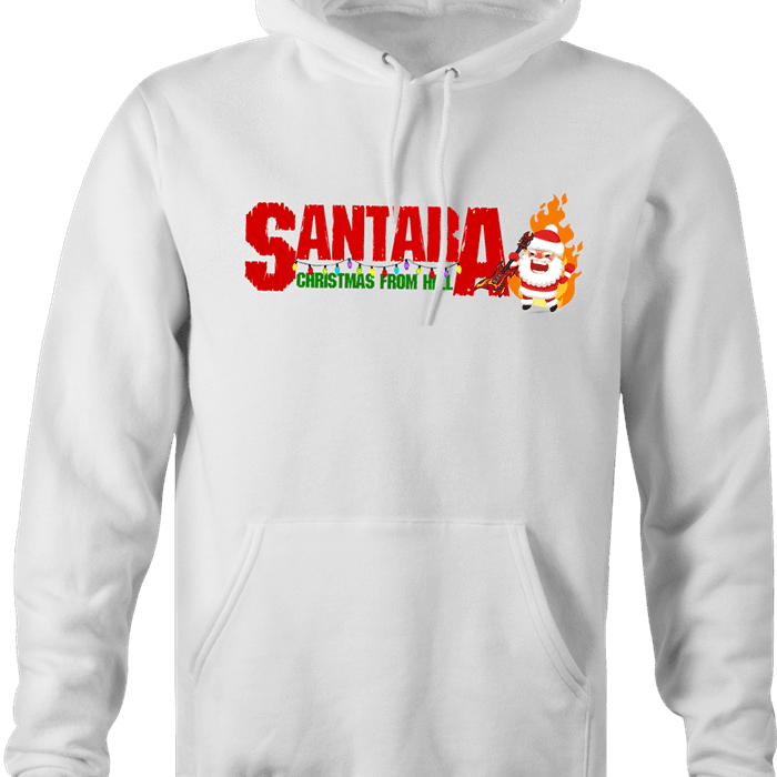 funny Santa Clause meets Pantera Cowboys From Hell parody white hoodie
