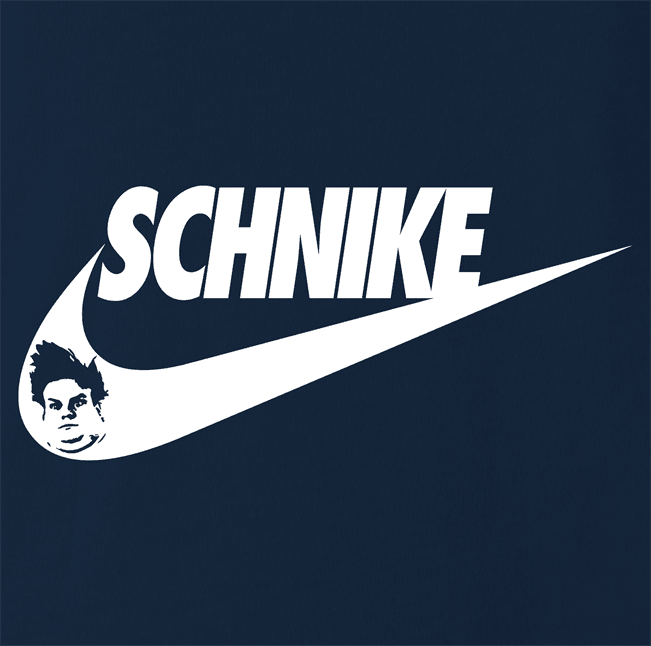 Funny Holy Schnike Chris Farely Parody Navy Blue tee
