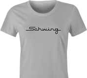 funny Wayne's World Shwing Parody t-shirt women's Ash Grey