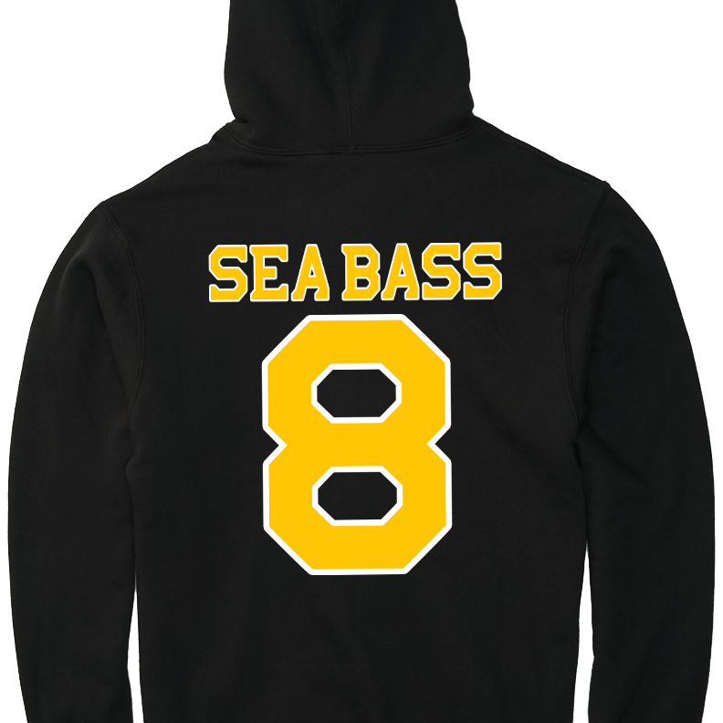 funny sea bass dumb and dumber hoodie men's black