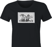 Funny self punishment painting women's black t-shirt