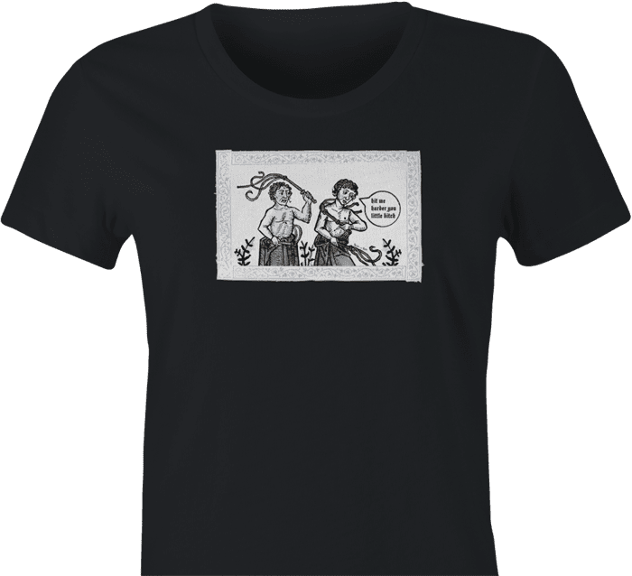 Funny self punishment painting women's black t-shirt
