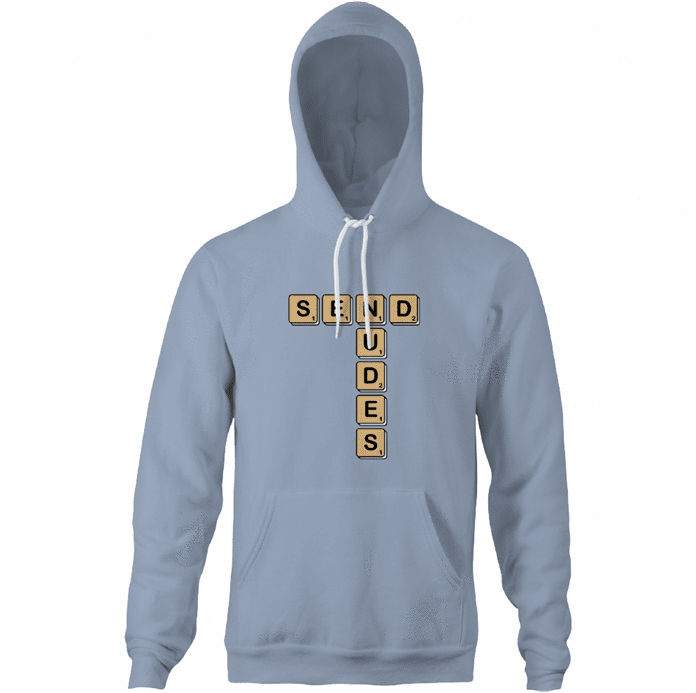 Funny send nudes scrabble t-shirt light blue hoodie