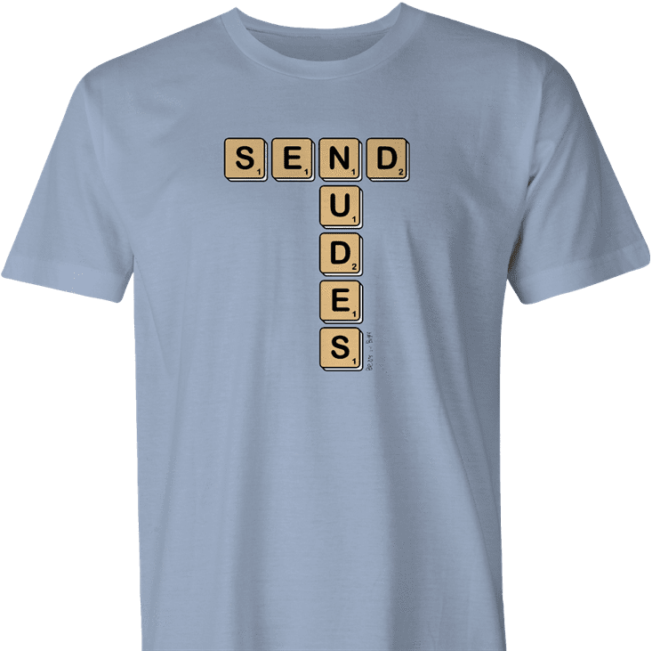 Funny send nudes scrabble t-shirt men's light blue