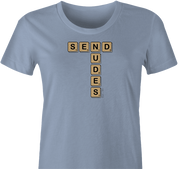 Funny send nudes scrabble t-shirt women's light blue