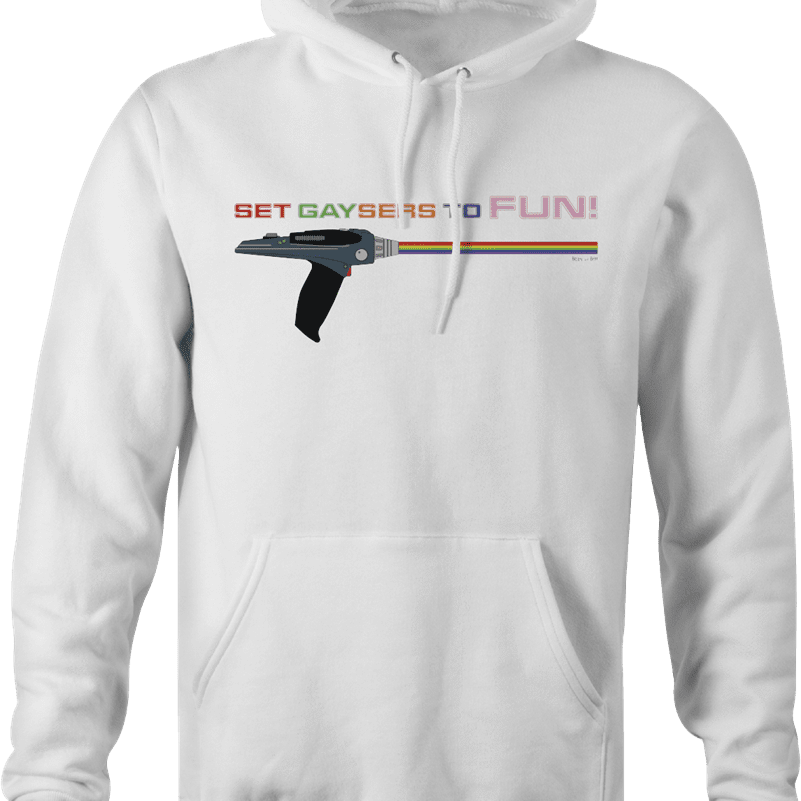 set gaysers phasers gay pride star trek white hoodie