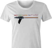 set gaysers phasers gay pride star trek t-shirt women's white