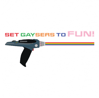 set gaysers phasers gay pride star trek crew neck t-shirt