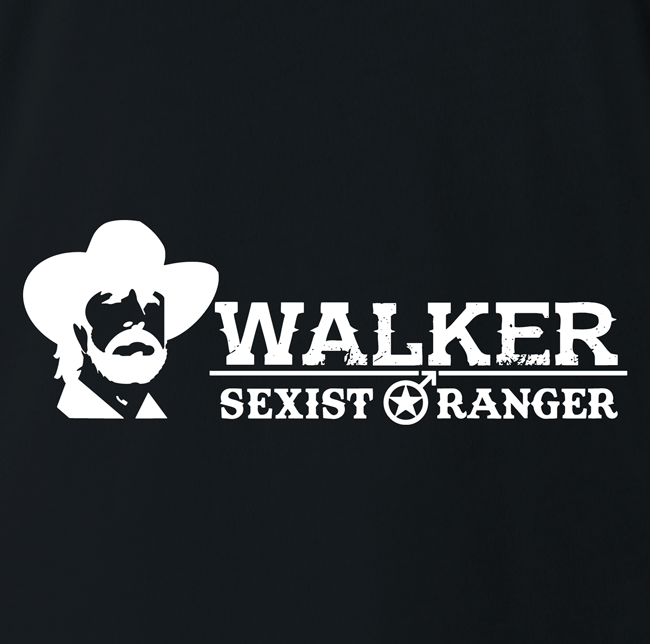 Funny Sexist Ranger Walker mashup black t-shirt