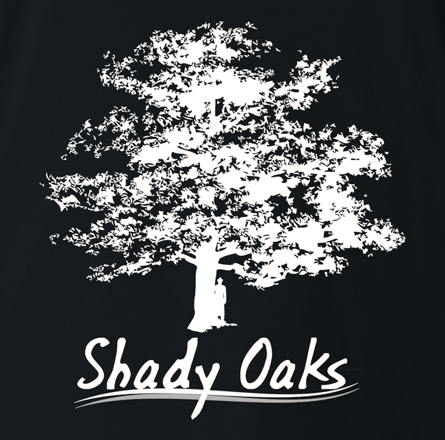 Shady Oaks Funny Tree Retirement home parody t-shirt black