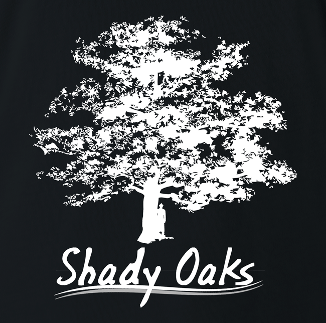 Shady Oaks Funny Tree Retirement home parody t-shirt black