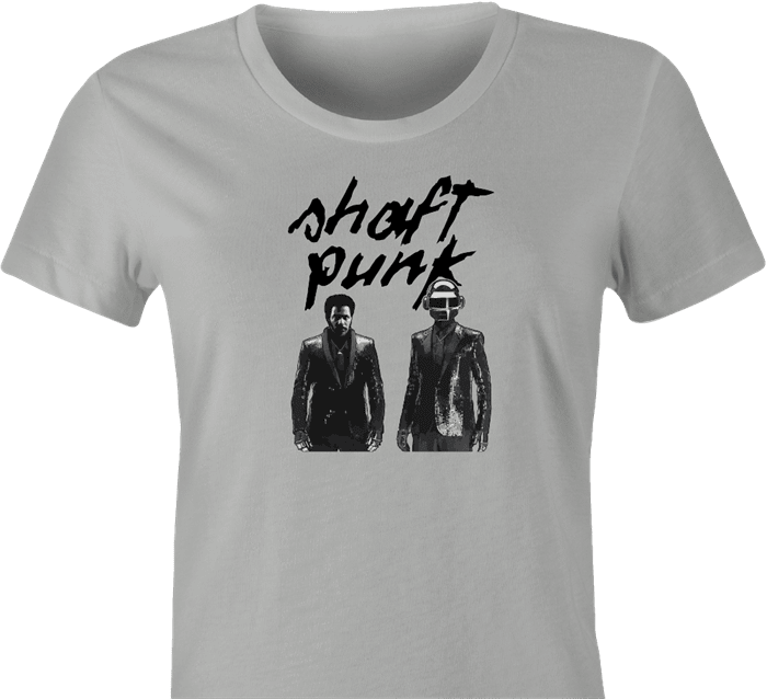 funy daft punk shaft mashup t-shirt women's ash