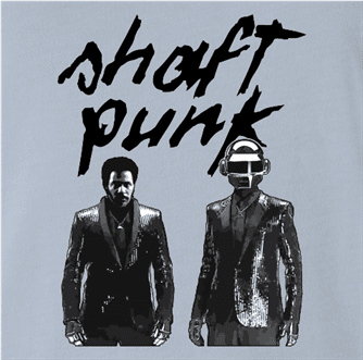 funy daft punk shaft mashup light blue t-shirt