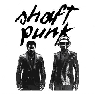 funy daft punk shaft mashup white t-shirt