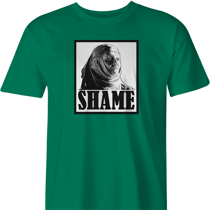 funny game of thrones shame parody t-shirt men's green