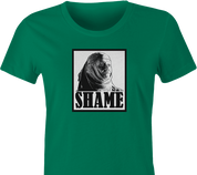 funny game of thrones shame parody t-shirt women's green