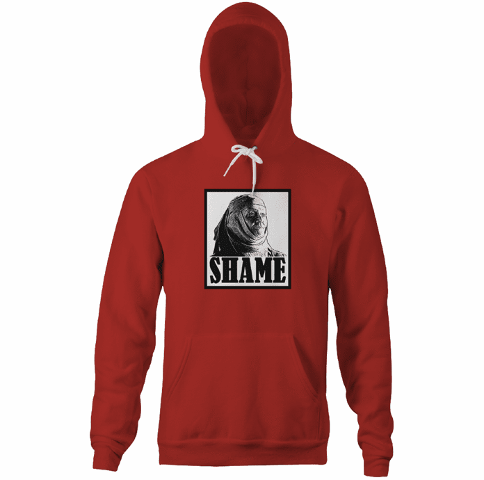 funny game of thrones shame parody red hoodie